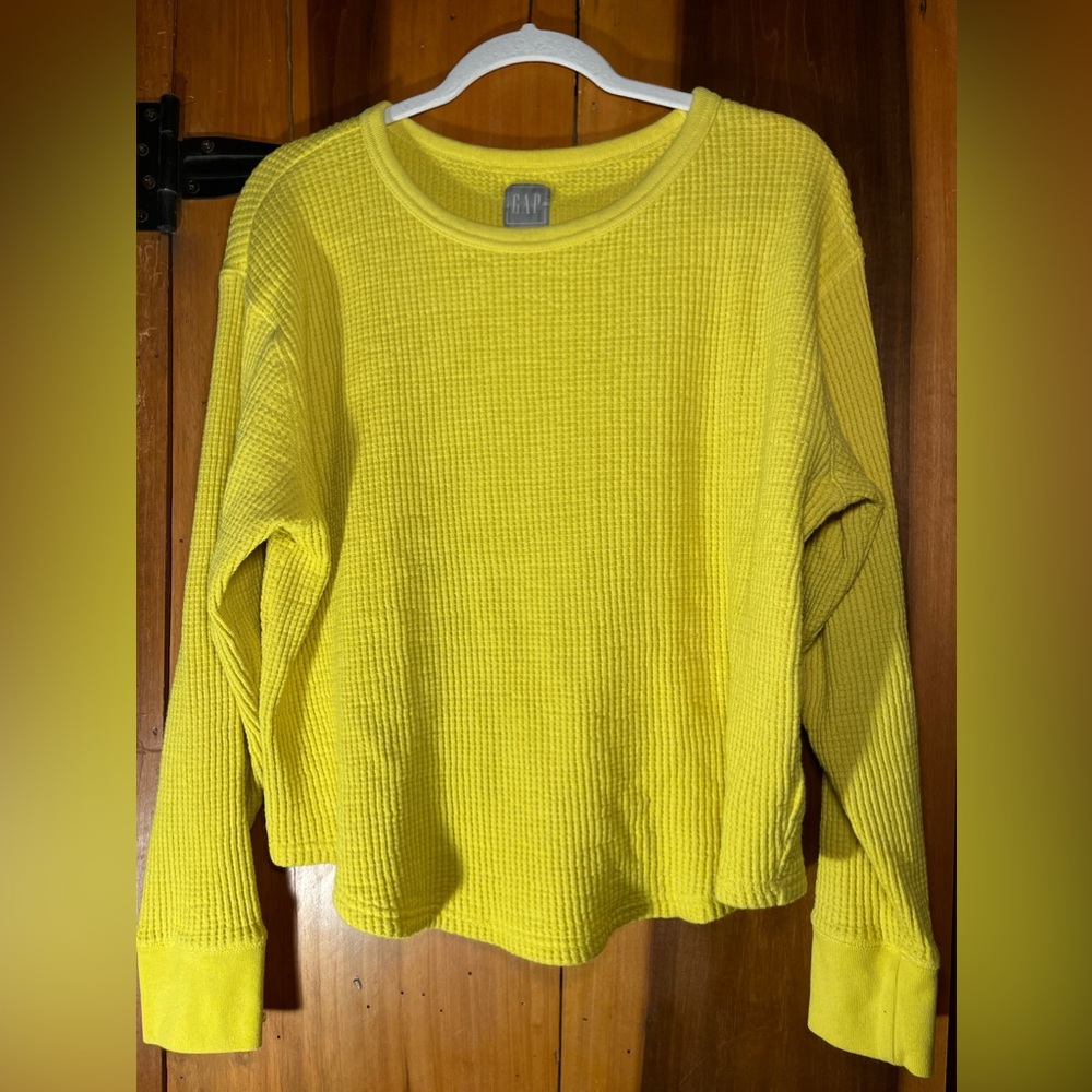 Bright Yellow Gap Waffle Long Sleeve Sweats